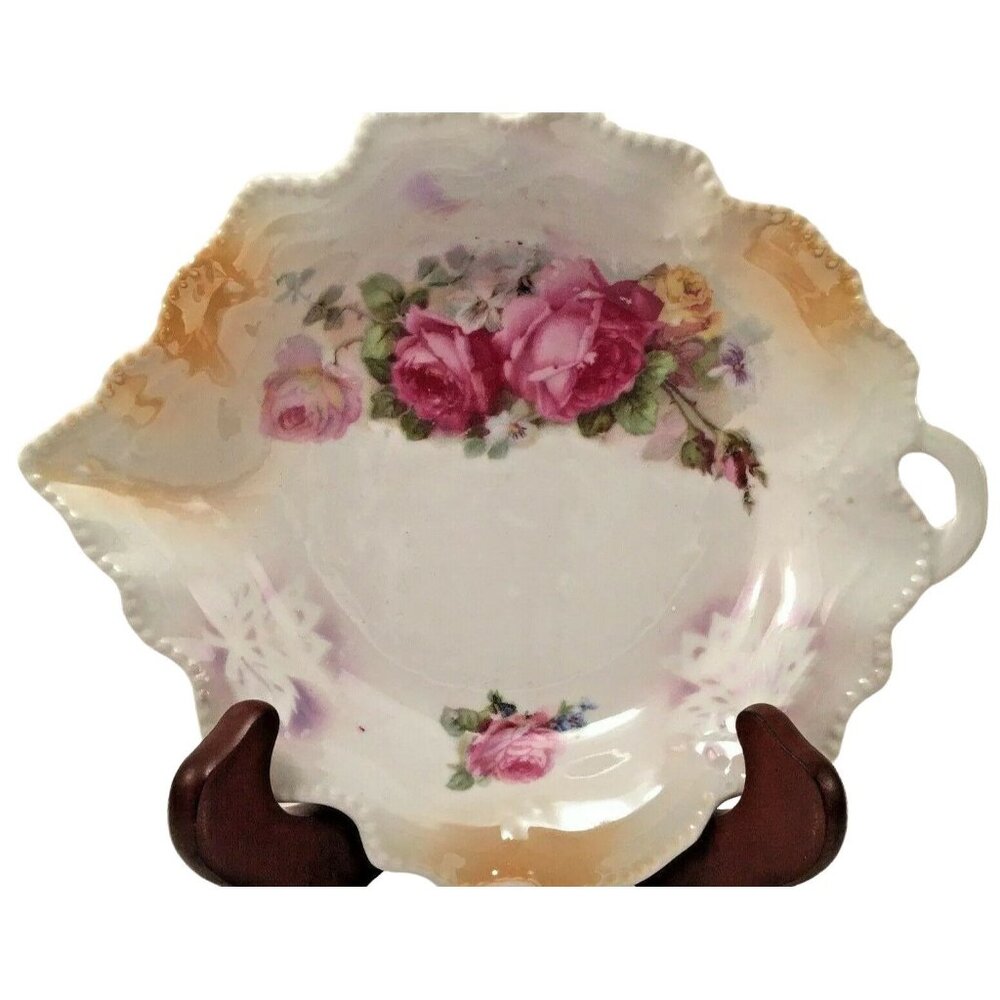 Vintage Lemon Server Nappy Dish Leaf Plate Candy Trinket Tray Germany 7" x 6"